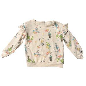 Disney Princess Ruffle Sweatshirt Cream Floral Print Girls 4T